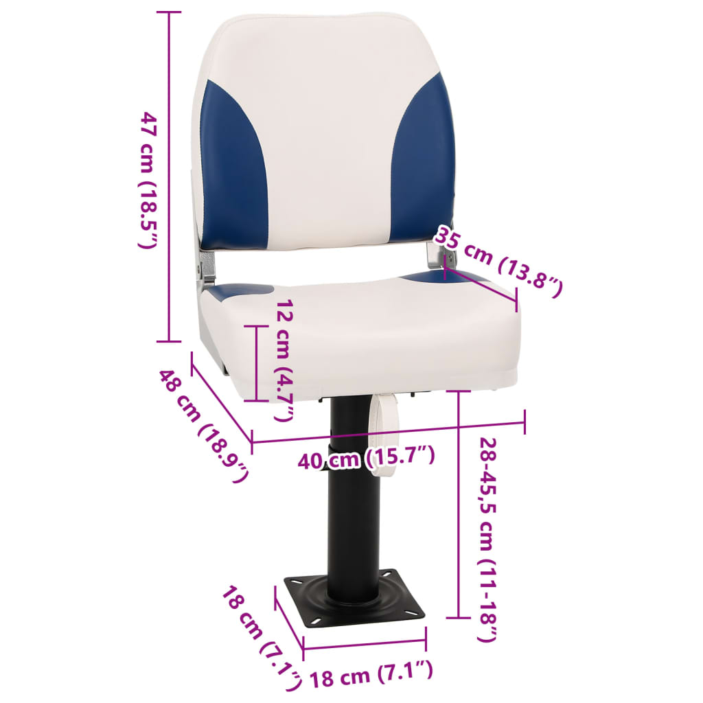 vidaXL Boat Seat with Pedestal Height Adjustable 360° Rotatable