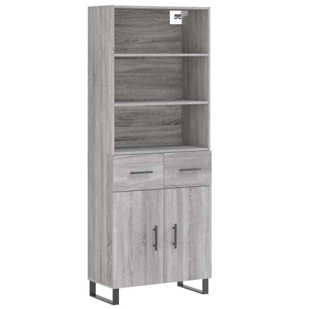 vidaXL Highboard Grey Sonoma 69.5x34x180 cm Engineered Wood