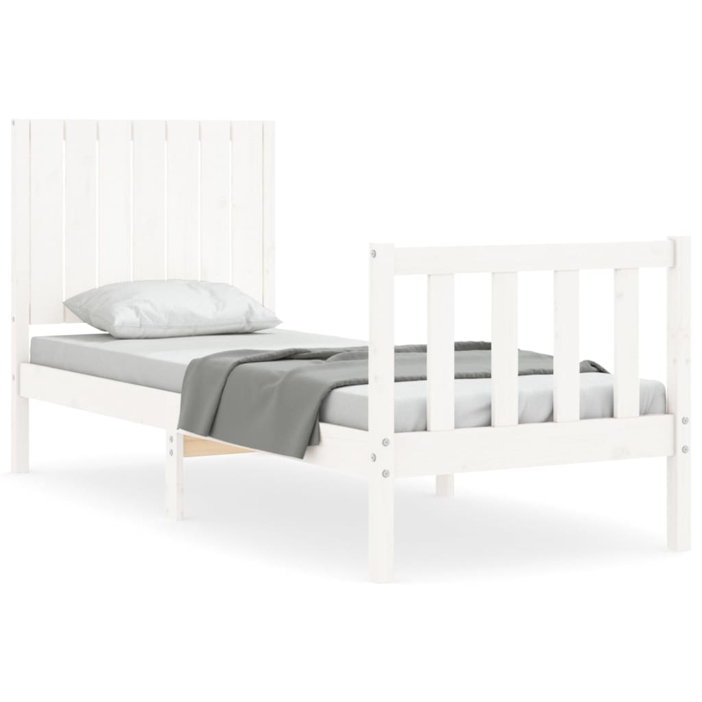 vidaXL Bed Frame without Mattress White Small Single Solid Wood Pine