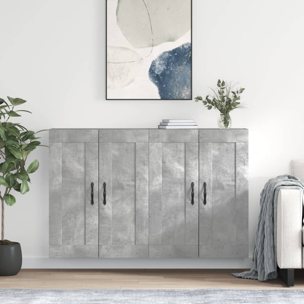 vidaXL Wall Mounted Cabinets 2 pcs Concrete Grey Engineered Wood