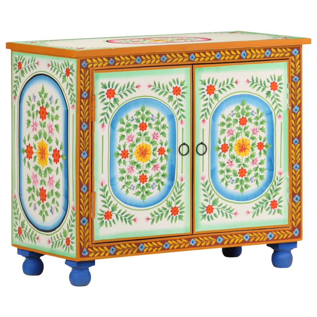 vidaXL Hand Painted Sideboard 70x35x60 cm Solid Mango Wood