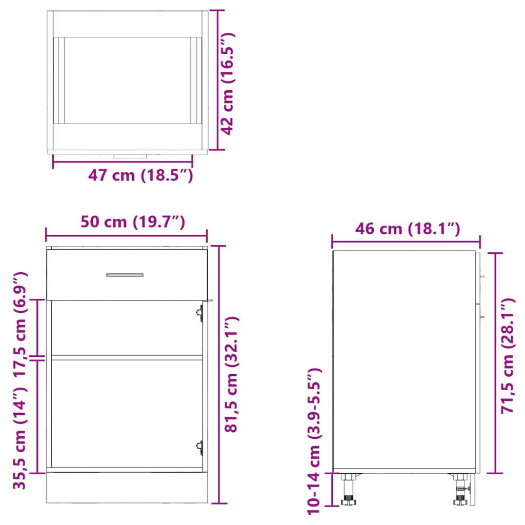 vidaXL Drawer Bottom Cabinet Sonoma Oak 50x46x81.5 cm Engineered Wood