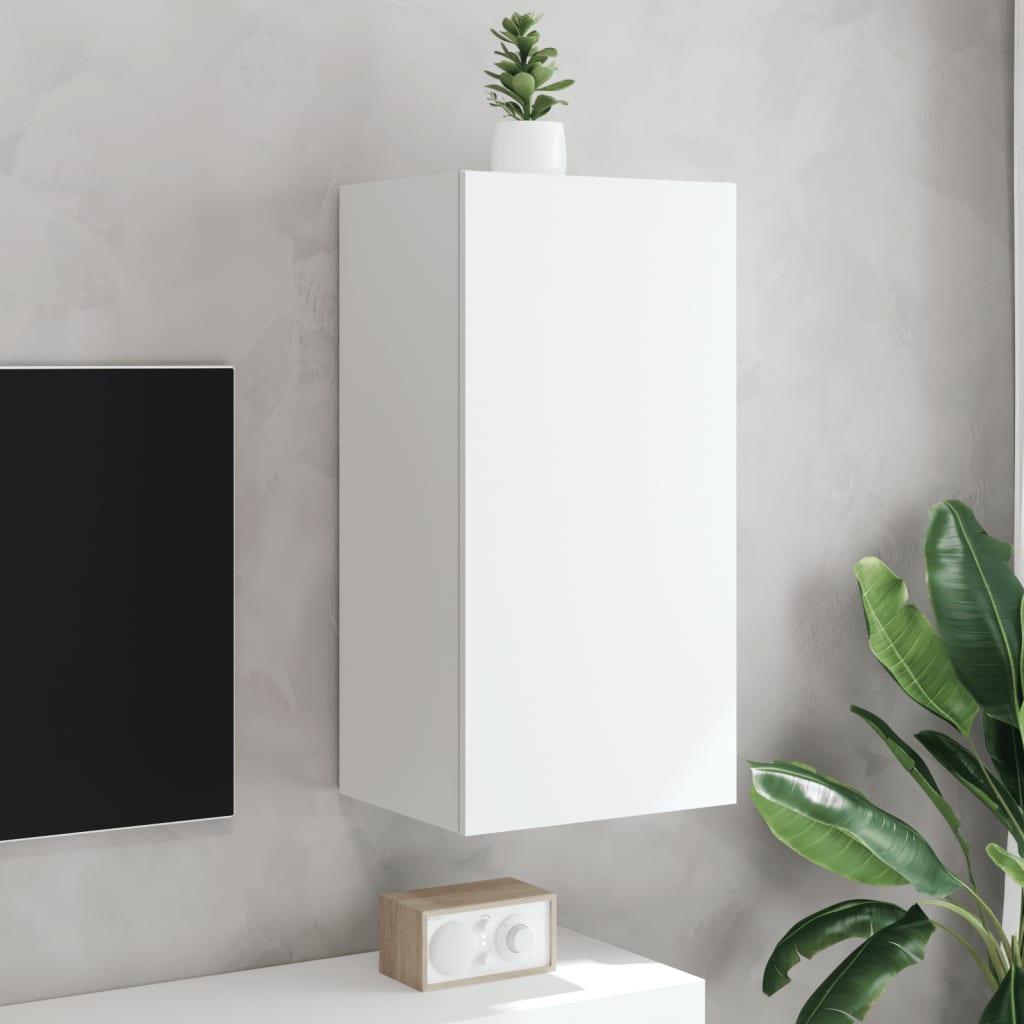 vidaXL TV Wall Cabinet with LED Lights White 40.5x35x80 cm