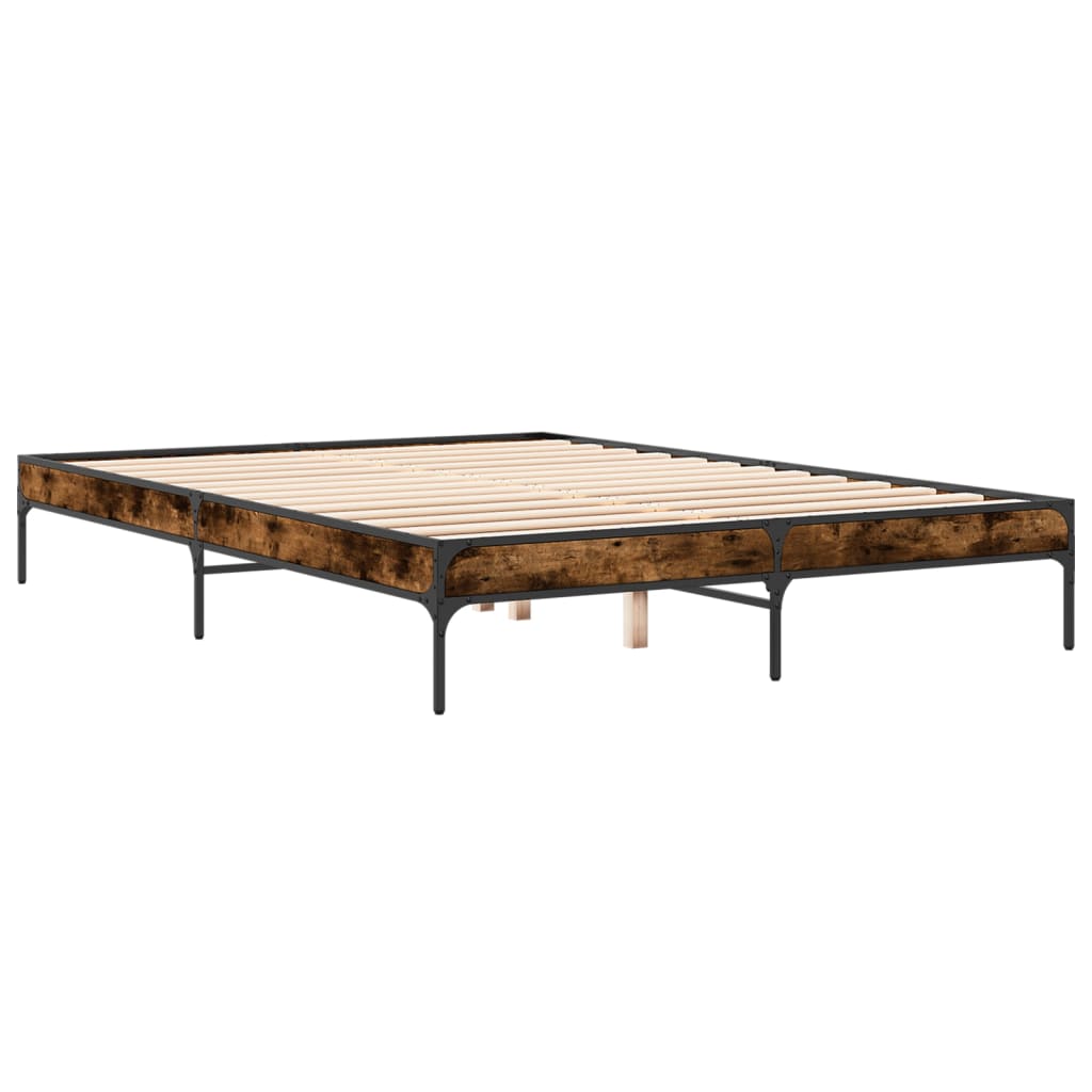 vidaXL Bed Frame without Mattress Smoked Oak 140x200 cm