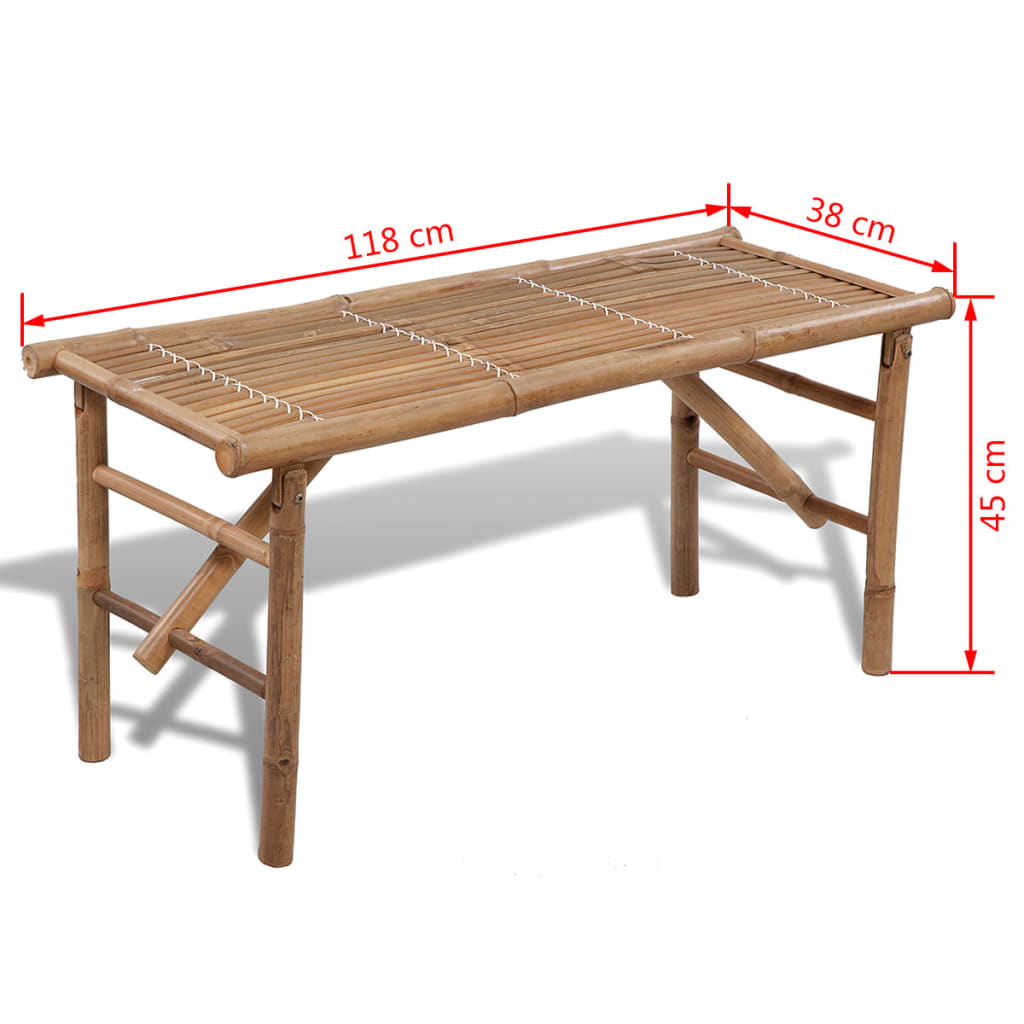 vidaXL Folding Garden Bench 118 cm Bamboo