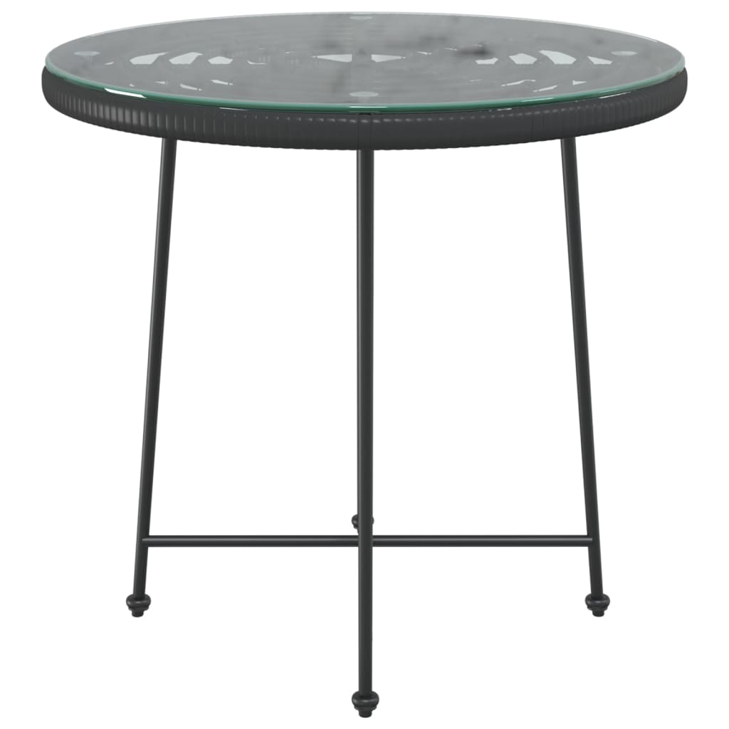 vidaXL Dining Table Black Ø80 cm Tempered Glass and Steel