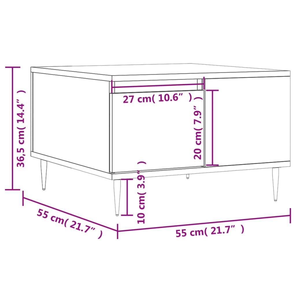 vidaXL Coffee Table Sonoma Oak 55x55x36.5 cm Engineered Wood