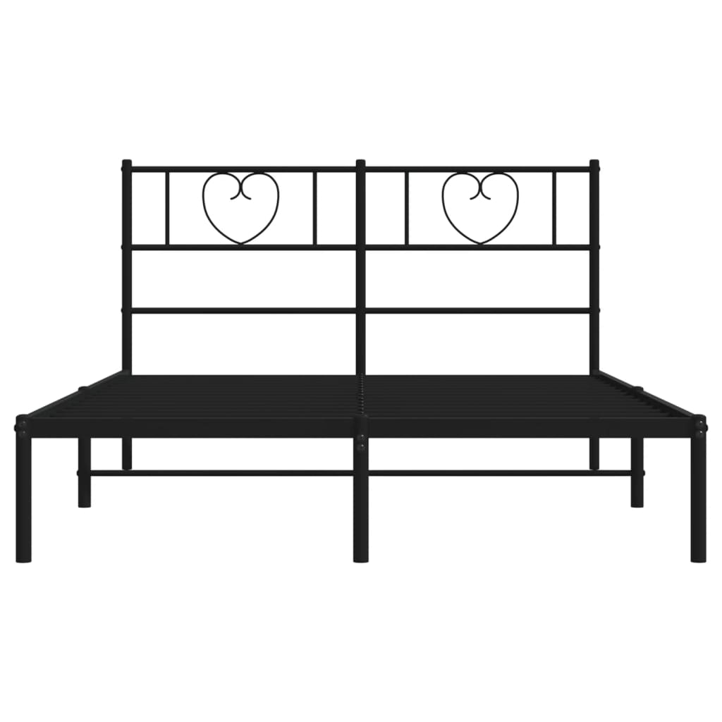 vidaXL Metal Bed Frame without Mattress with Headboard Black 140x200 cm