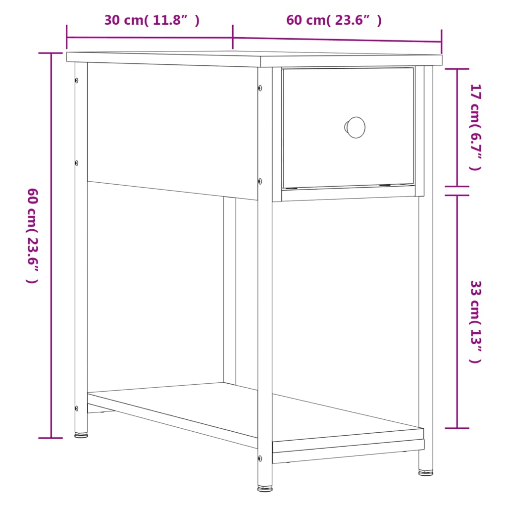 vidaXL Bedside Cabinets 2 pcs Smoked Oak 30x60x60 cm Engineered Wood