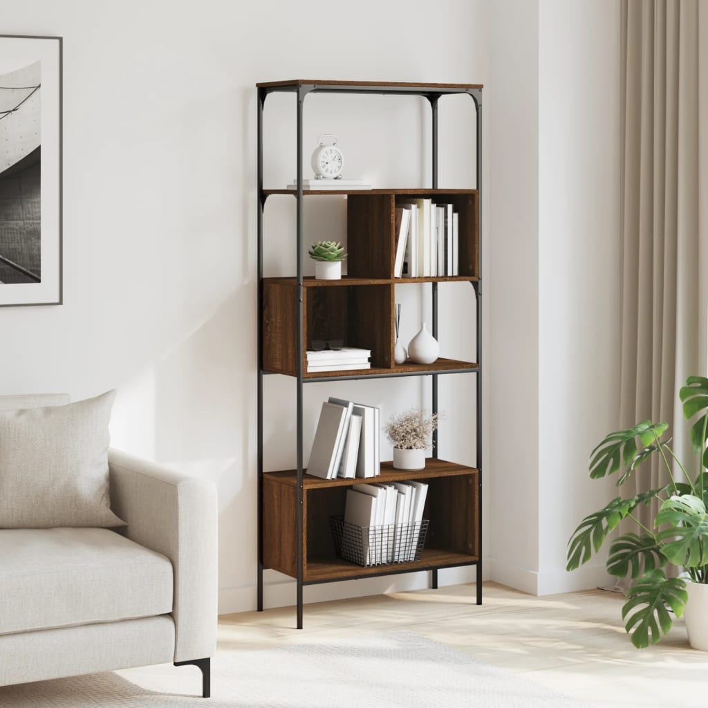 vidaXL Bookcase 5-Tier Brown Oak 76x33x188.5 cm Engineered Wood