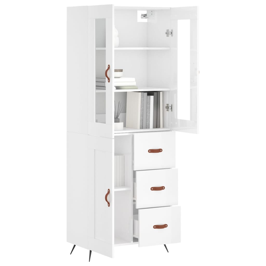 vidaXL Highboard High Gloss White 69.5x34x180 cm Engineered Wood