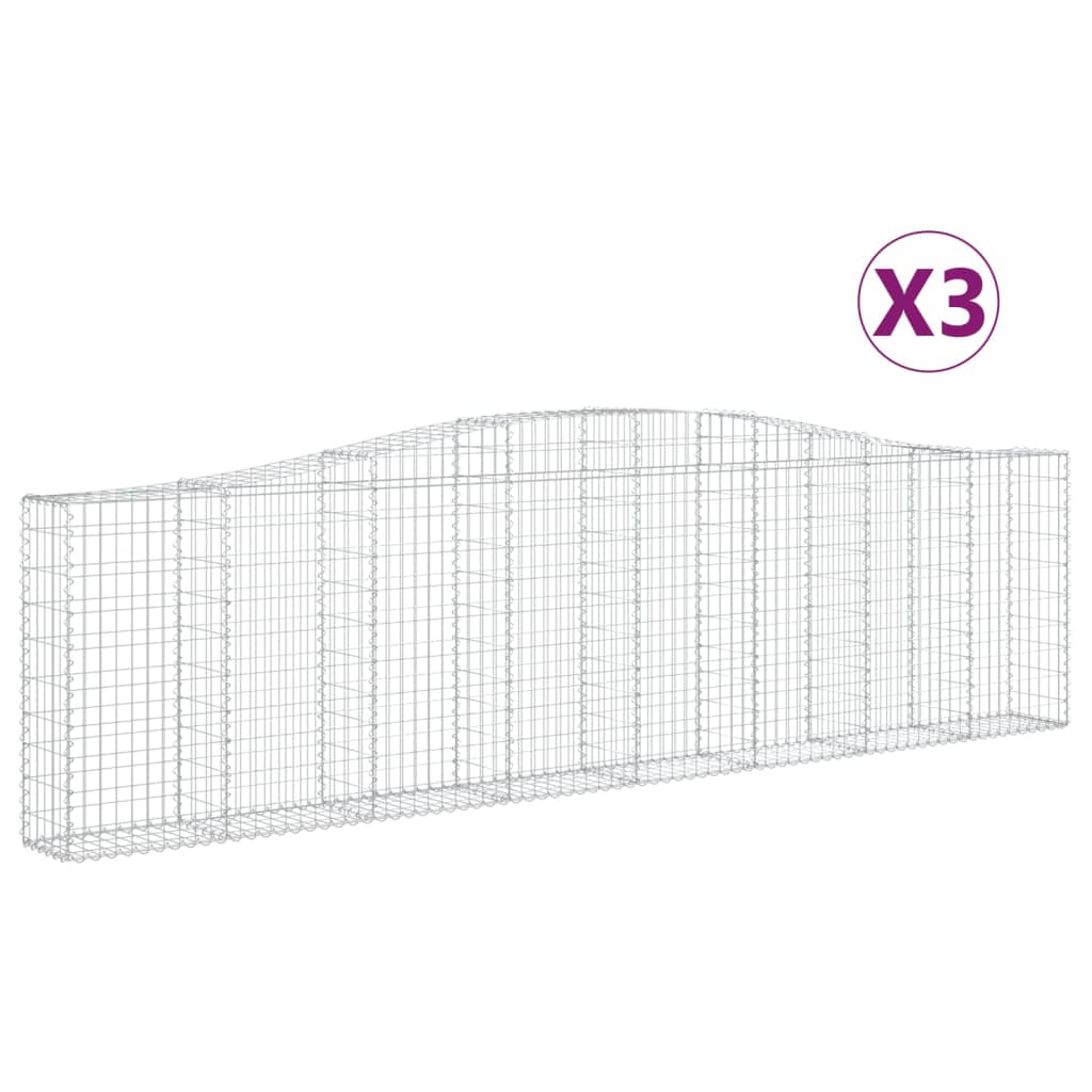 vidaXL Arched Gabion Baskets 3 pcs 400x30x100/120 cm Galvanised Iron