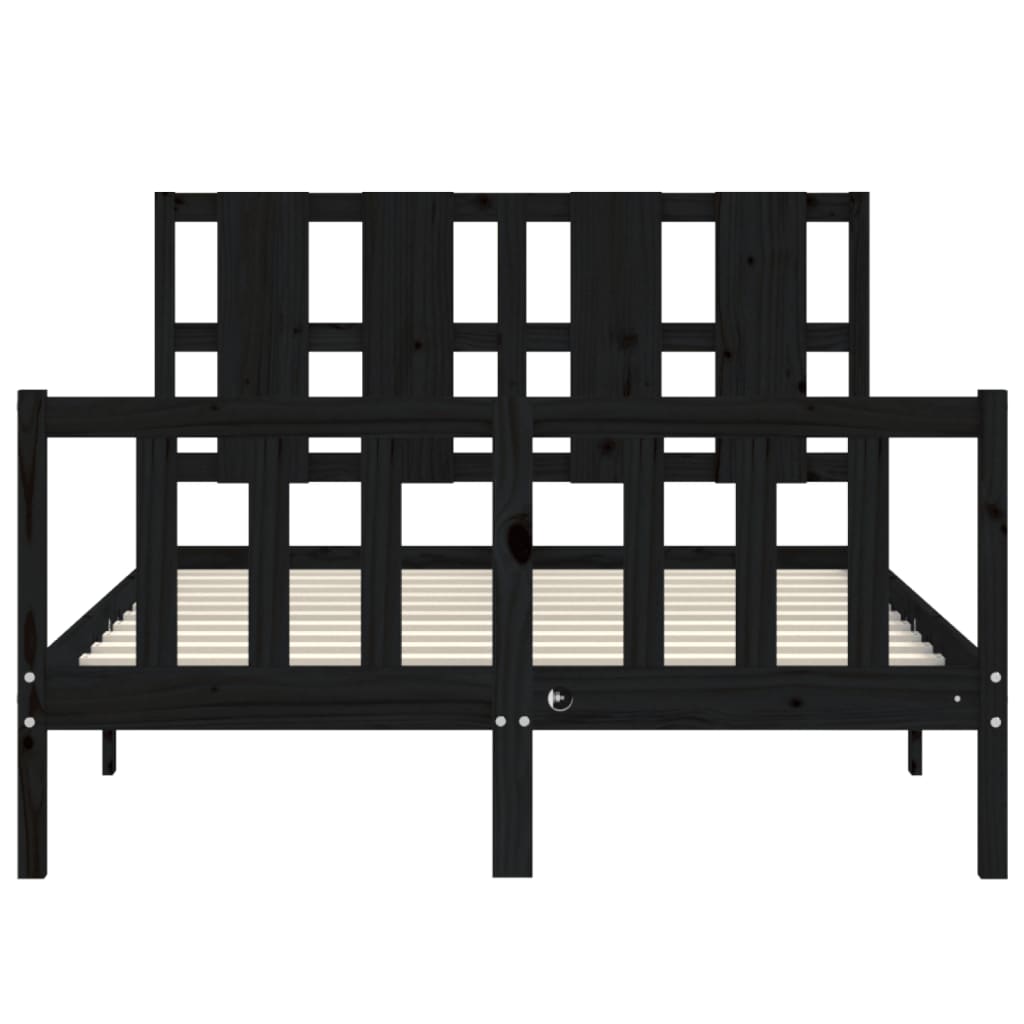 vidaXL Bed Frame without Mattress Black 140x200 cm Solid Wood Pine