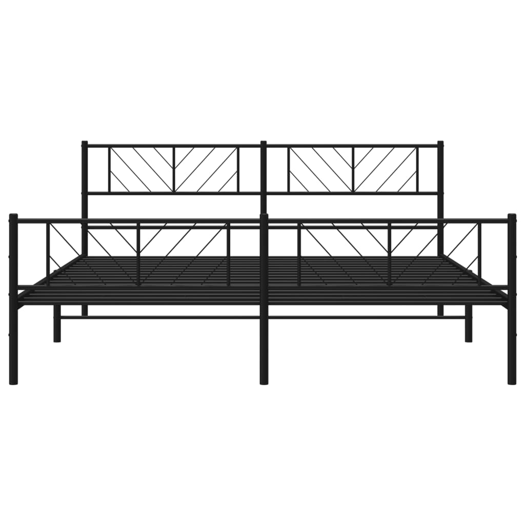 vidaXL Metal Bed Frame without Mattress with Footboard Black 193x203 cm