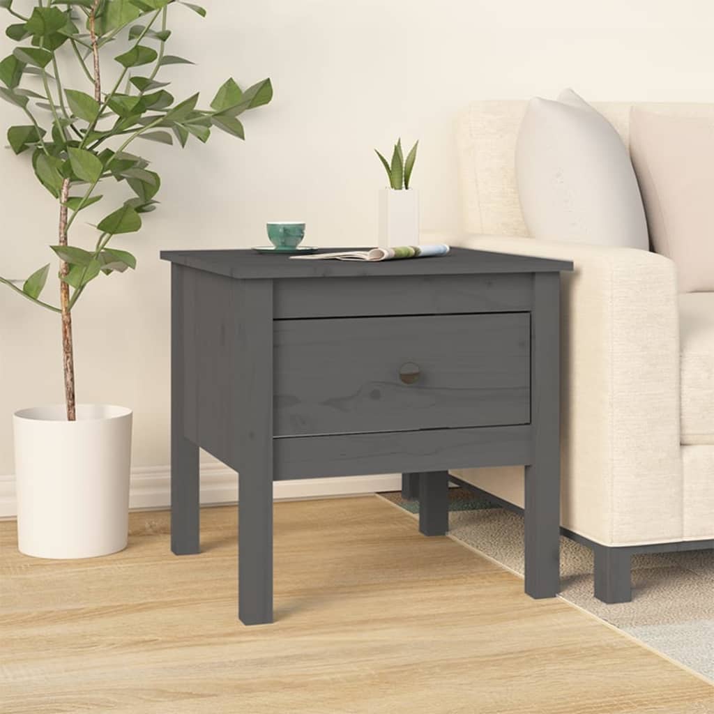 vidaXL Side Table Grey 50x50x49 cm Solid Wood Pine