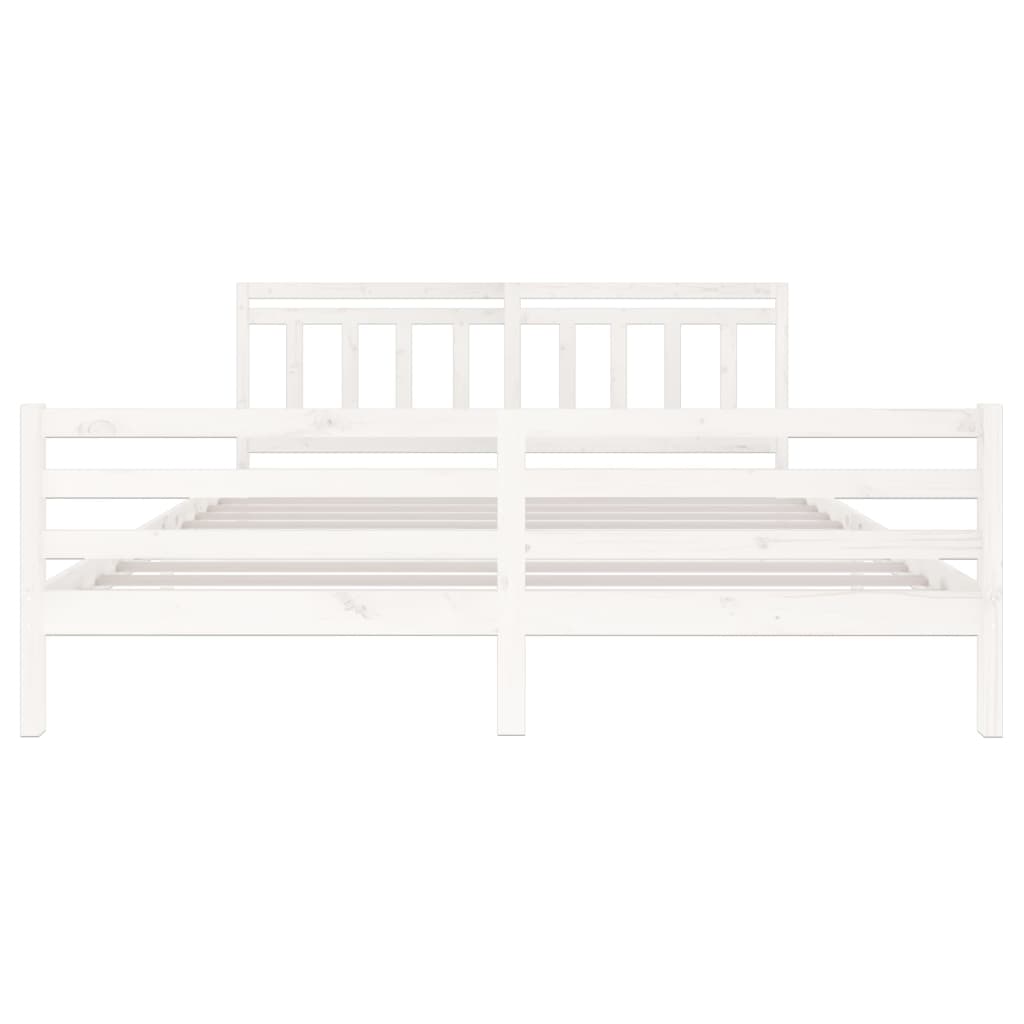 vidaXL Bed Frame without Mattress White Solid Wood 200x200 cm (810451+814115)