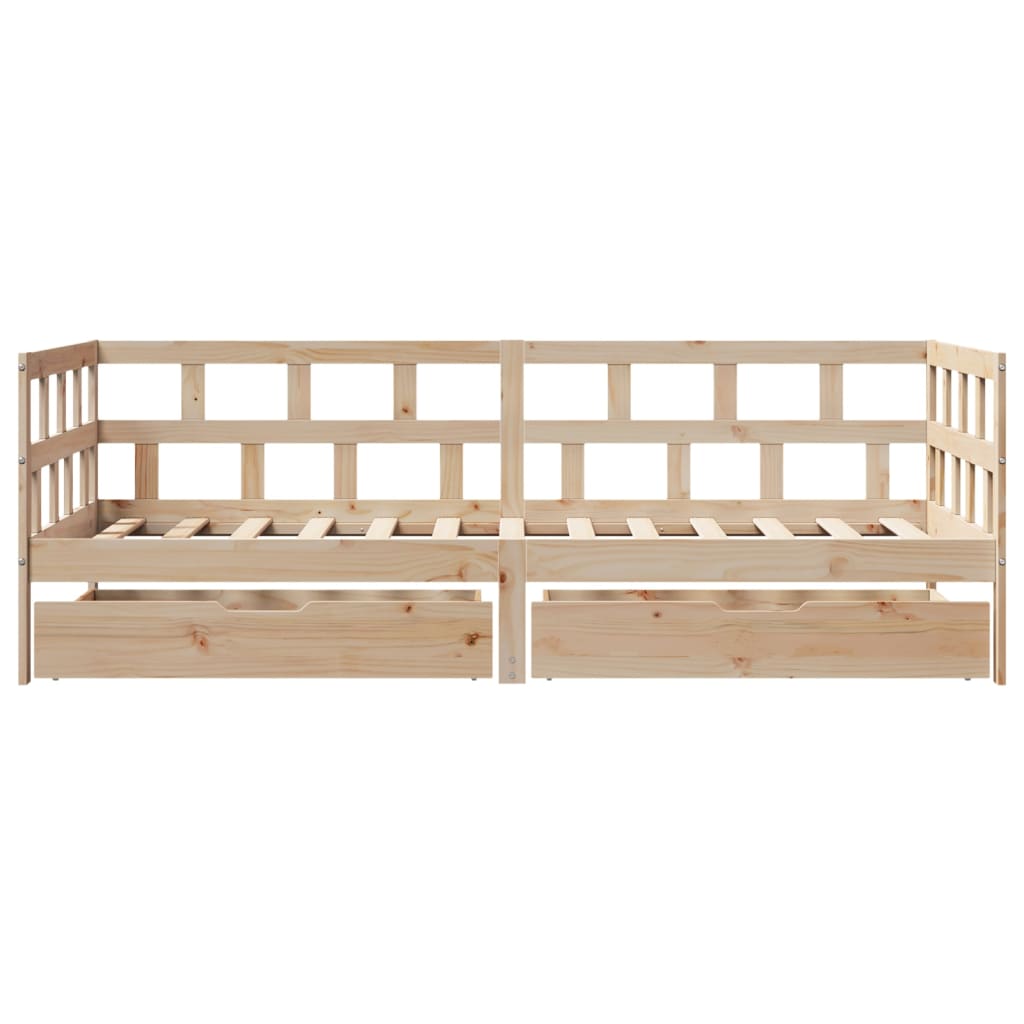 vidaXL Daybed with Drawers without Mattress 90x200 cm Solid Wood