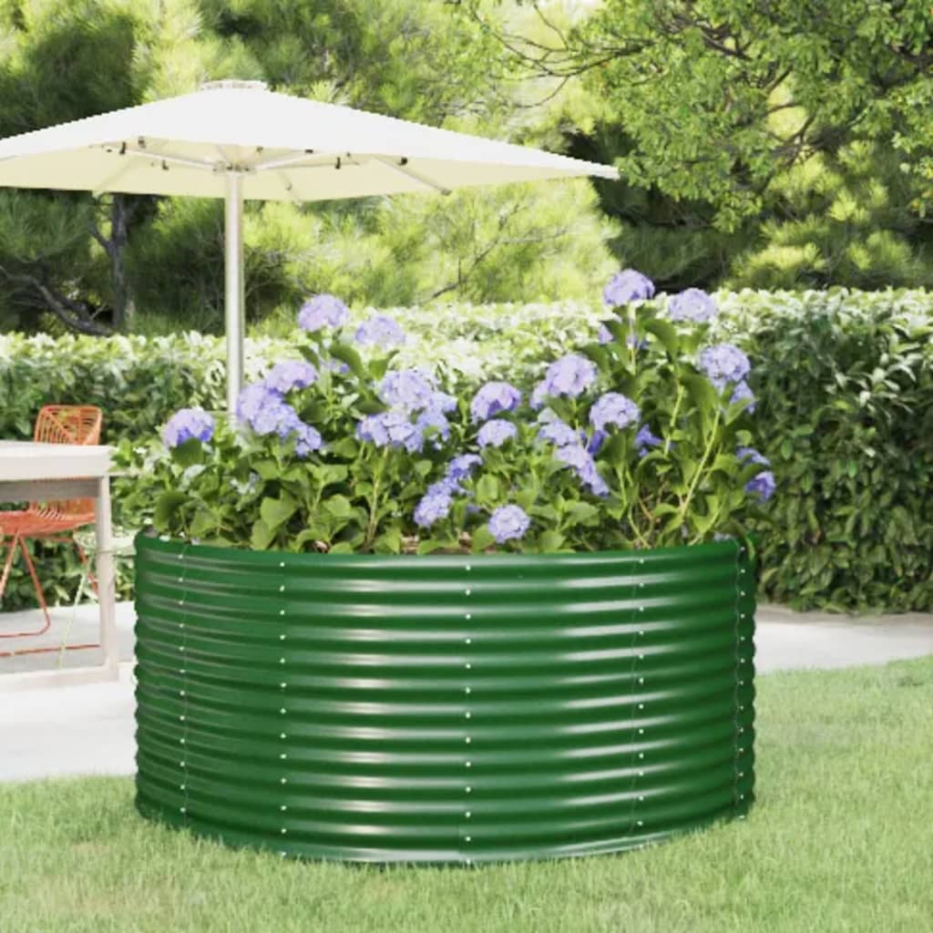 vidaXL Garden Raised Bed Green 140x140x68 cm Powder-coated Steel