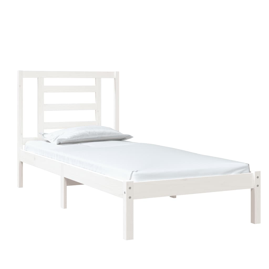 vidaXL Bed Frame without Mattress White 75x190 cm Small Single Solid Wood