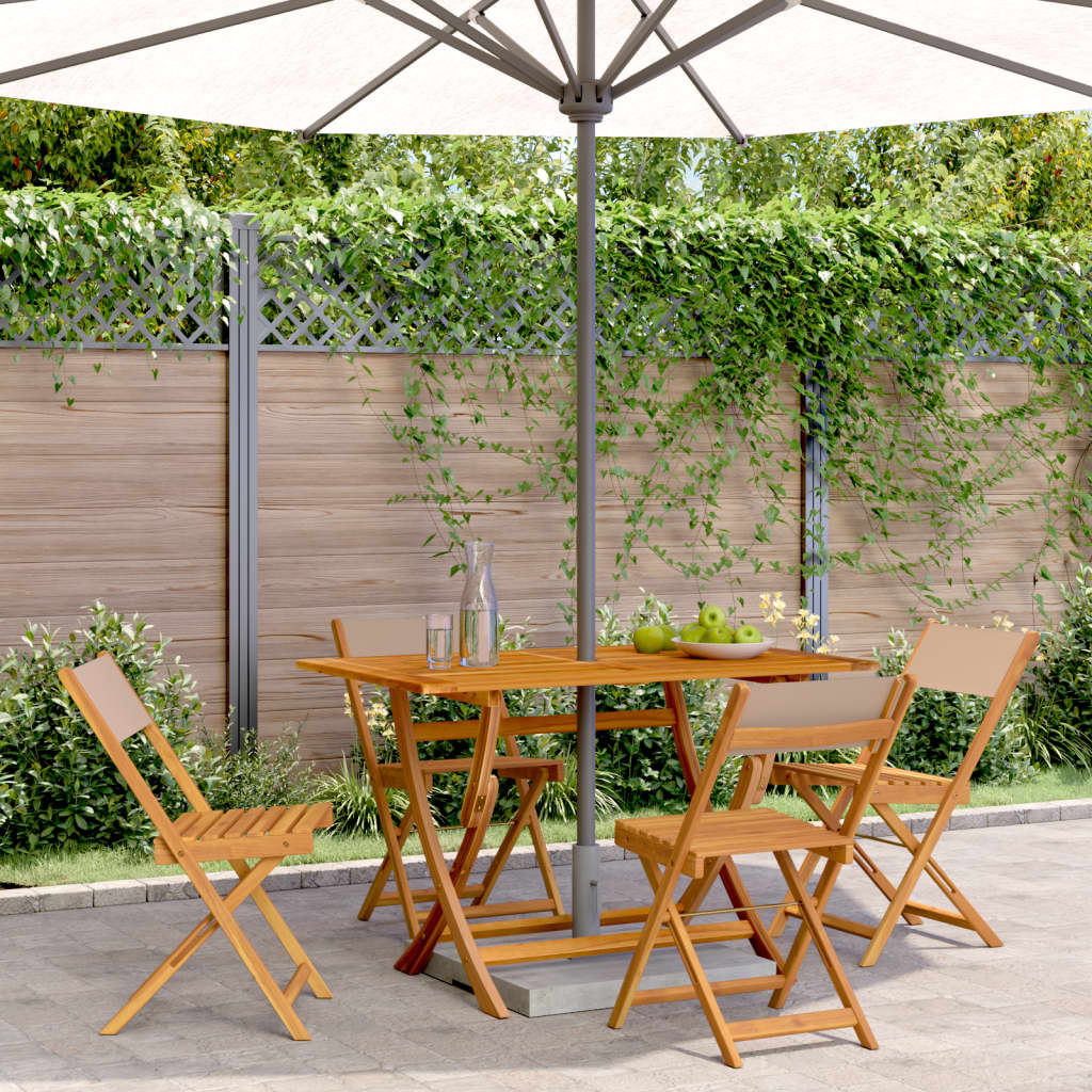 vidaXL Folding Garden Chairs 4 pcs Taupe Fabric and Solid Wood