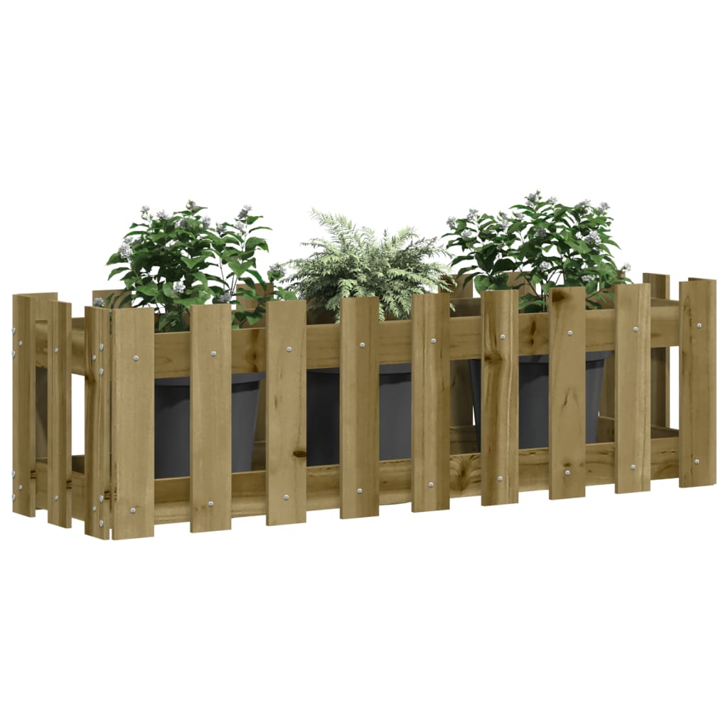 vidaXL Garden Raised Bed with Fence Design 100x30x30 cm Impregnated Wood Pine