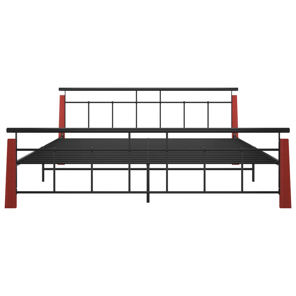 vidaXL Bed Frame without Mattress Metal and Solid Oak Wood 200x200 cm