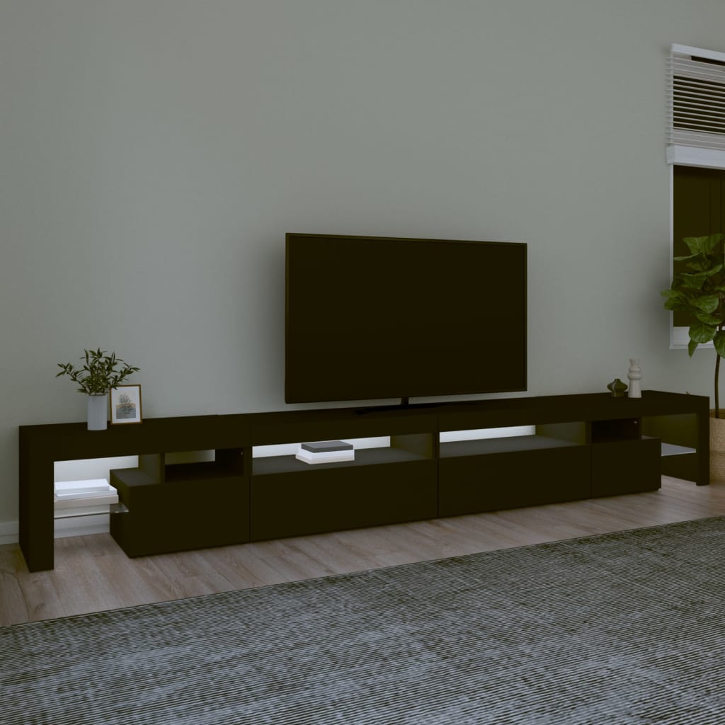 vidaXL TV Cabinet with LED Lights Black 290x36.5x40 cm