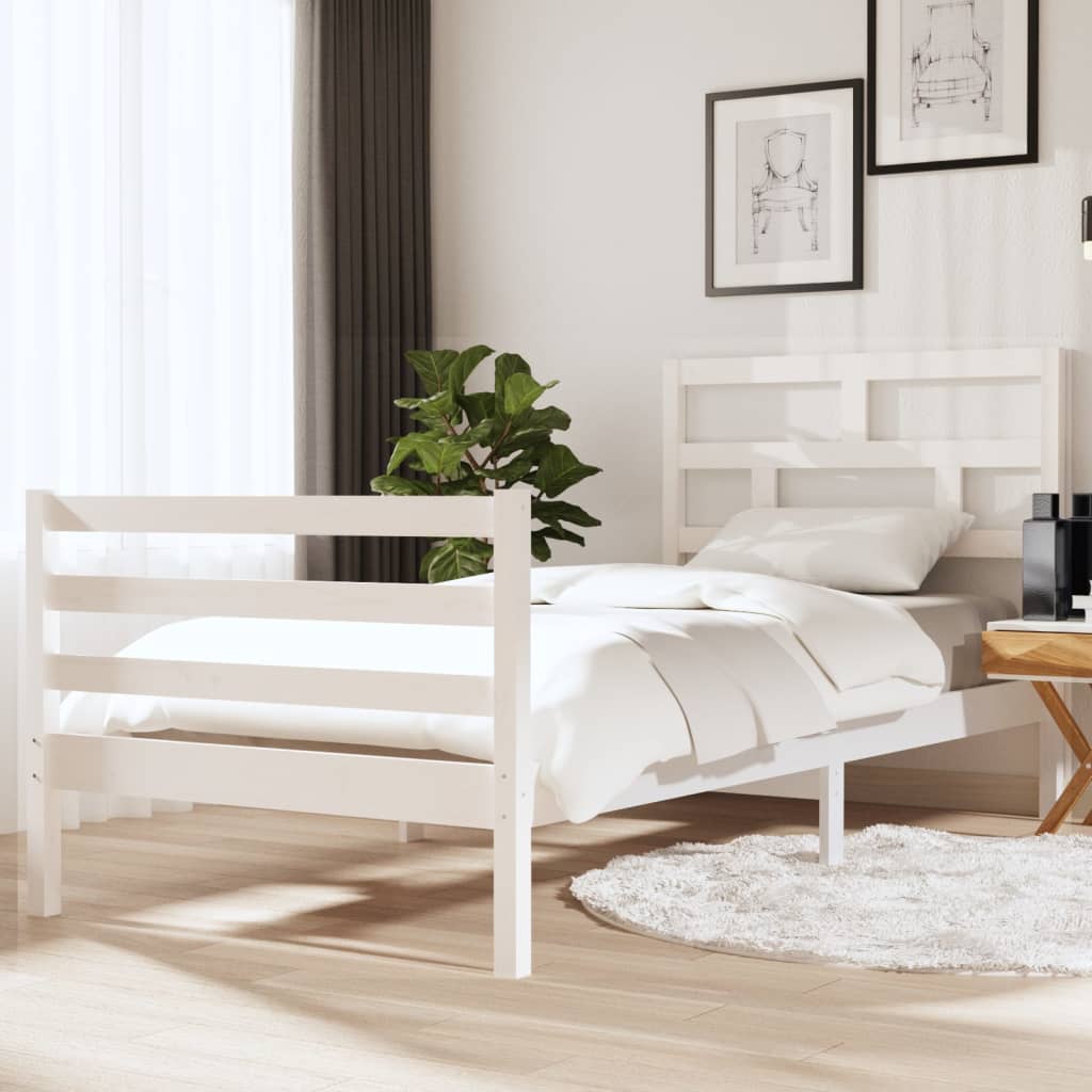 vidaXL Bed Frame without Mattress White 90x190 cm Single Solid Wood