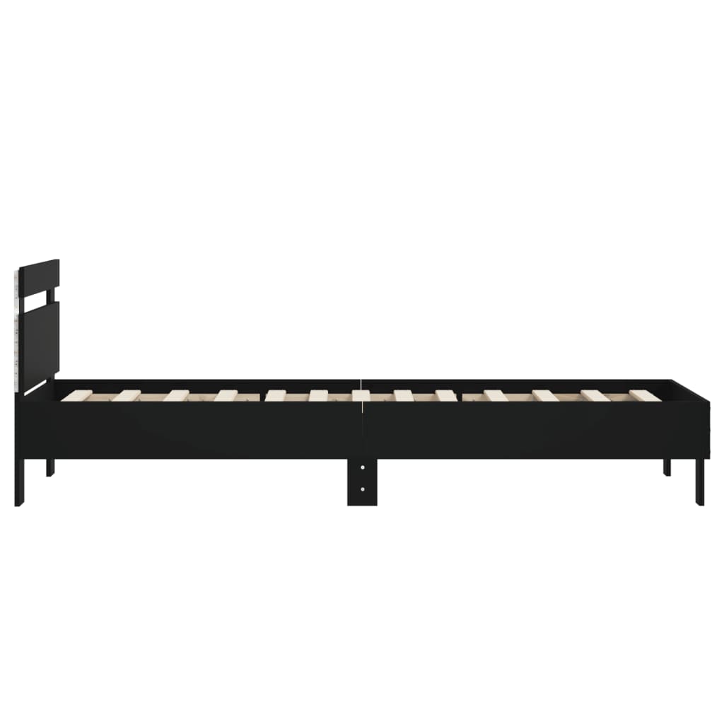 vidaXL Bed Frame without Mattress with LED Lights Black 90x190 cm Single