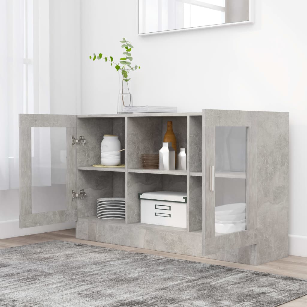 vidaXL Vitrine Cabinet Concrete Grey 120x30.5x70 cm Engineered Wood