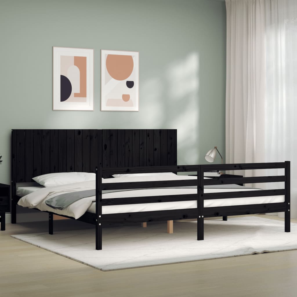 vidaXL Bed Frame without Mattress Black 200x200 cm Solid Wood