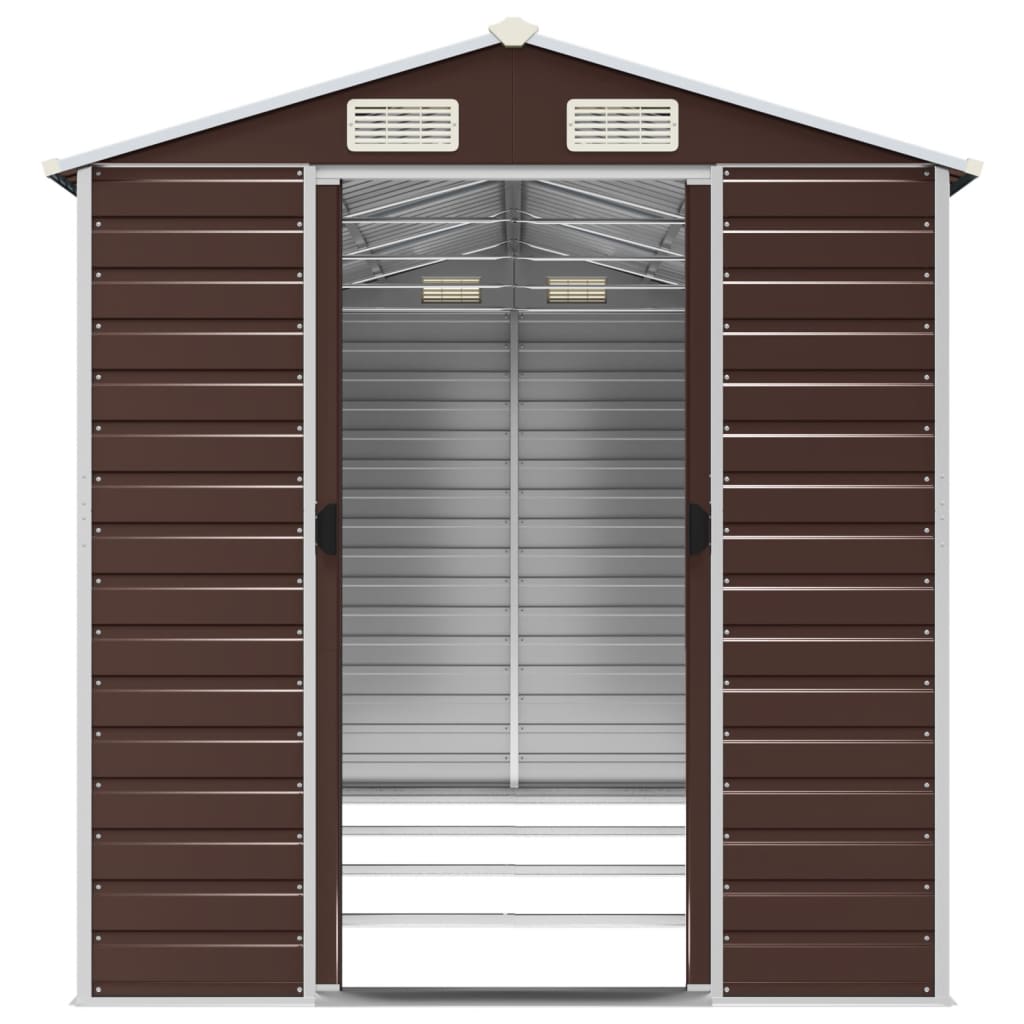 vidaXL Garden Shed Brown 191x385x198 cm Galvanised Steel