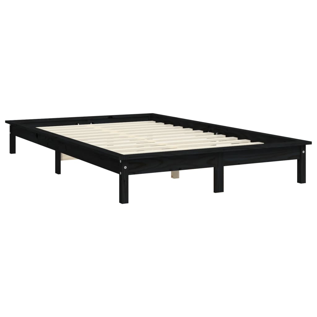 vidaXL Bed Frame without Mattress Black 140x200 cm Solid Wood