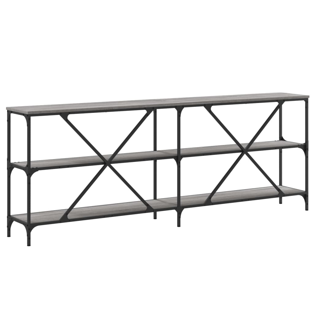 vidaXL Console Table Grey Sonoma 200x30x75 cm Engineered Wood and Iron