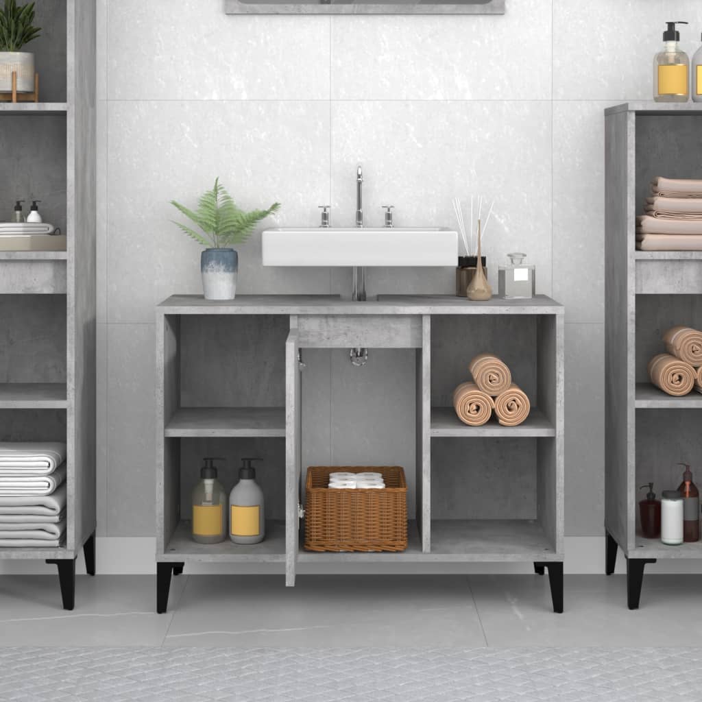 vidaXL Sink Cabinet Concrete Grey 80x33x60 cm Engineered Wood