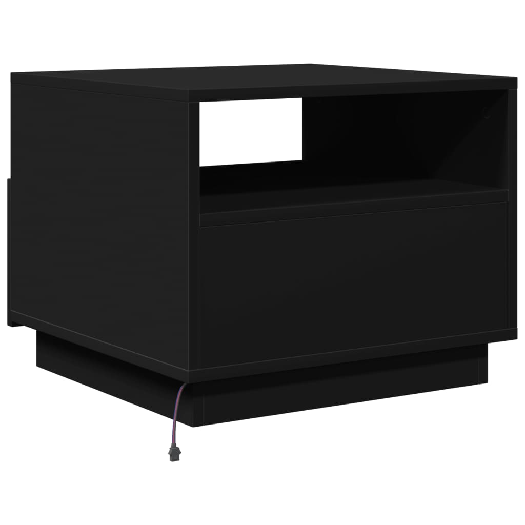 vidaXL Coffee Table with LED Lights Black 50x49x40 cm