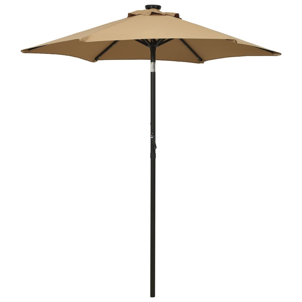 vidaXL Garden Parasol with LED Lights Taupe 200x211 cm Aluminium