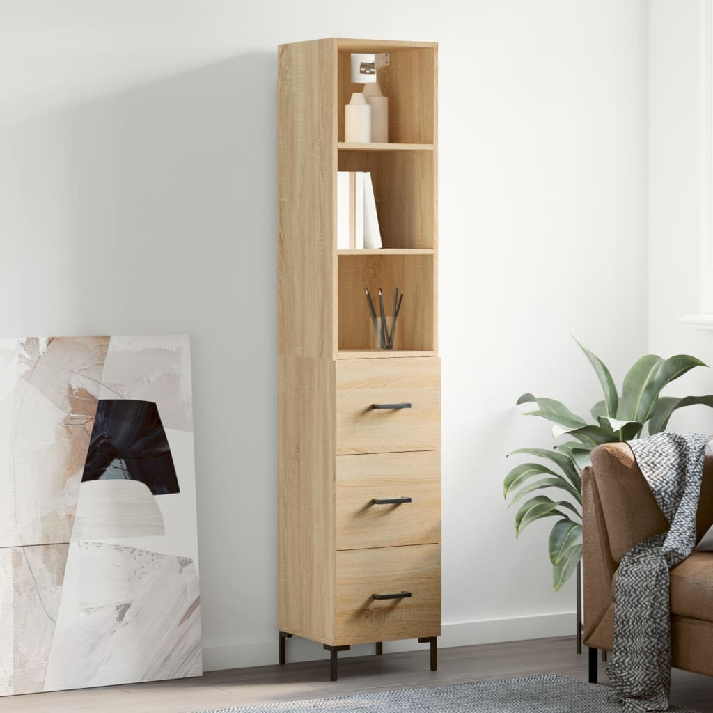 vidaXL Highboard Sonoma Oak 34.5x34x180 cm Engineered Wood