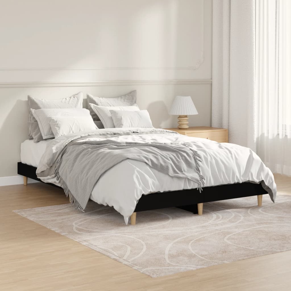 vidaXL Bed Frame without Mattress Black 120x190 cm Small Double Engineered Wood