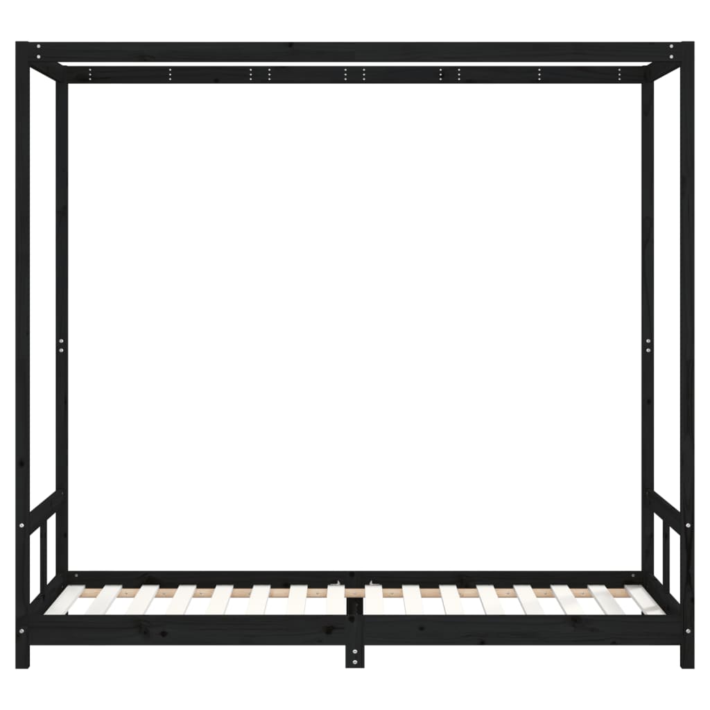 vidaXL Kids Bed Frame Black 80x200 cm Solid Wood Pine