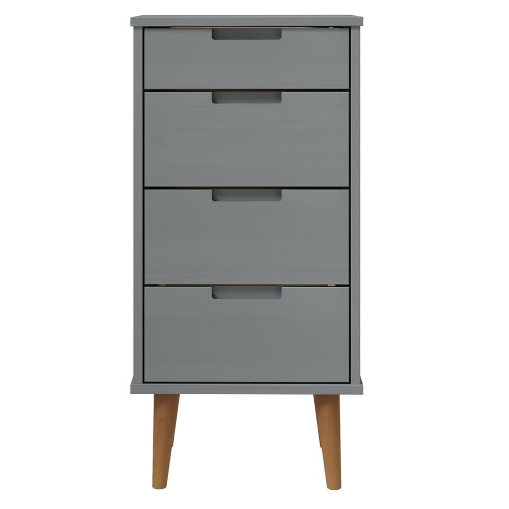 vidaXL Drawer Cabinet MOLDE Grey 40x35x82 cm Solid Wood Pine