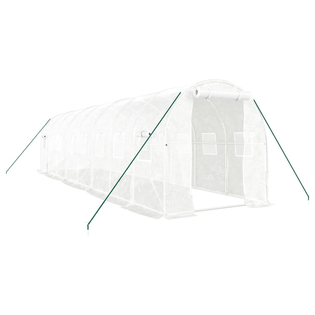 vidaXL Greenhouse with Steel Frame White 16 m² 8x2x2 m