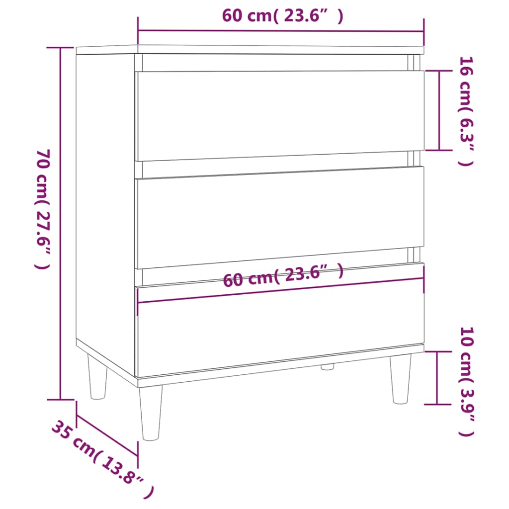 vidaXL Sideboard Black 60x35x70 cm Engineered Wood