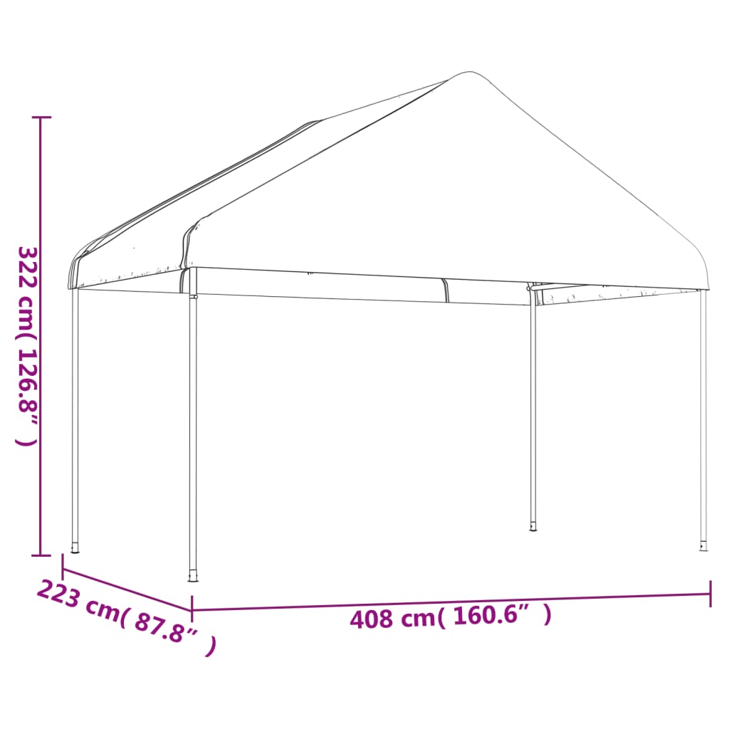 vidaXL Gazebo with Roof White 13.38x4.08x3.22 m Polyethylene