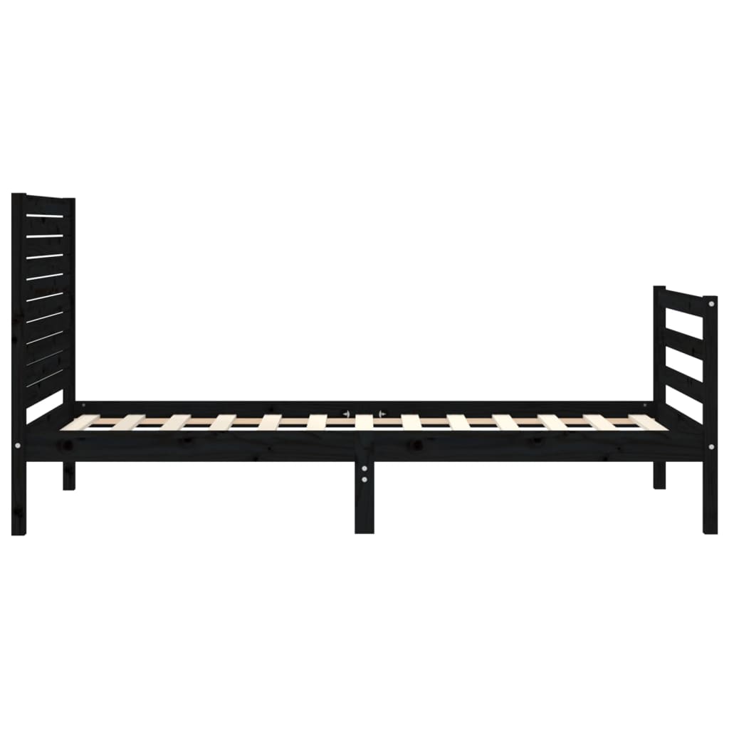 vidaXL Bed Frame without Mattress Black 90x200 cm Solid Wood