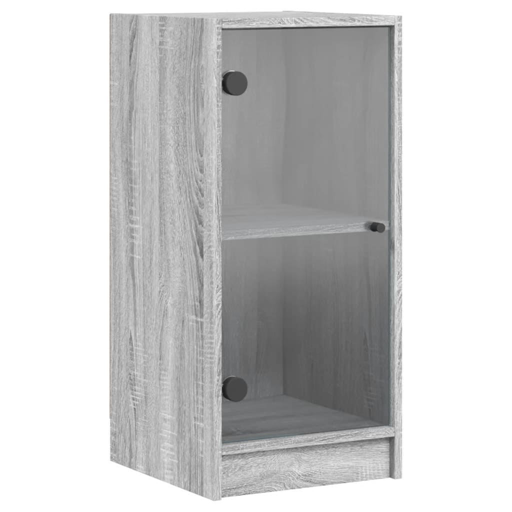 vidaXL Side Cabinet with Glass Doors Grey Sonoma 35x37x75.5 cm