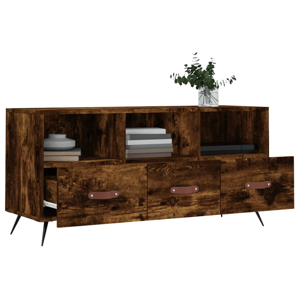 vidaXL TV Cabinet Smoked Oak 102x36x50 cm Engineered Wood