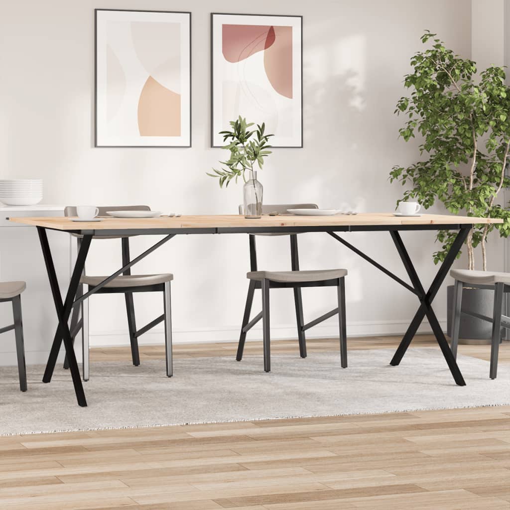 vidaXL Dining Table X-Frame 200x100x75 cm Solid Wood Pine and Cast Iron