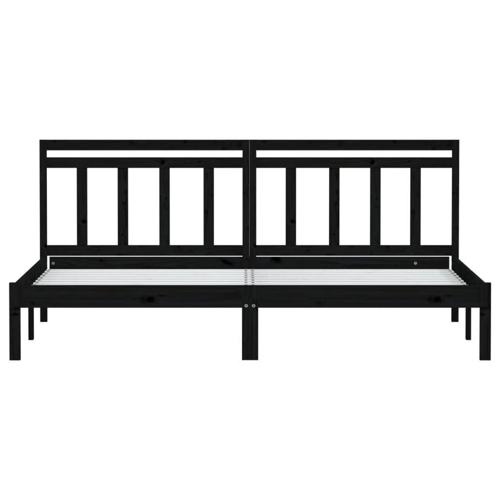 vidaXL Bed Frame without Mattress Black Super King Solid Wood