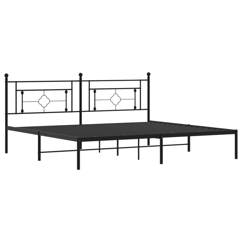 vidaXL Metal Bed Frame without Mattress with Headboard Black 193x203 cm